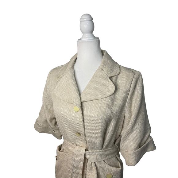 NWT Anthropologie Bishop + Young belted Ivory tweed jacket - Medium - Picture 9 of 11
